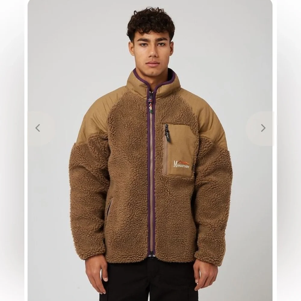 Manastash Cozy Sherpa Teddy Zip-Up Jacket - Brown